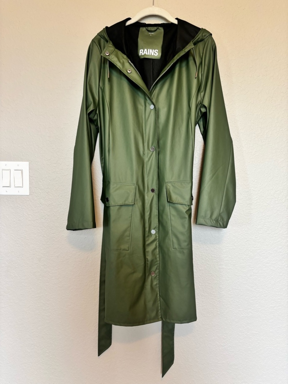 Rains Curve Waterproof Belted Jacket - Picture 2 of 16
